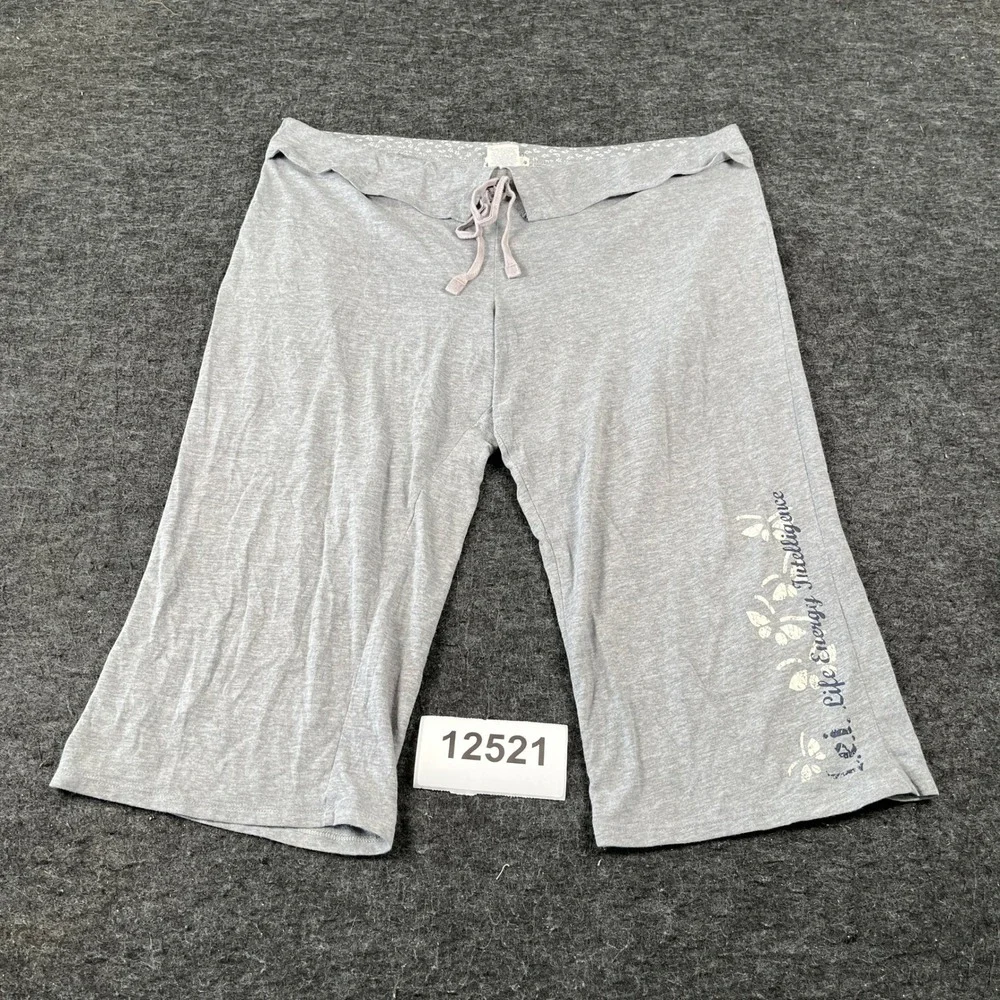 Lei Sleepwear Pajama Pants Women Large Gray Cotton Medium Wash Casual Drawstring